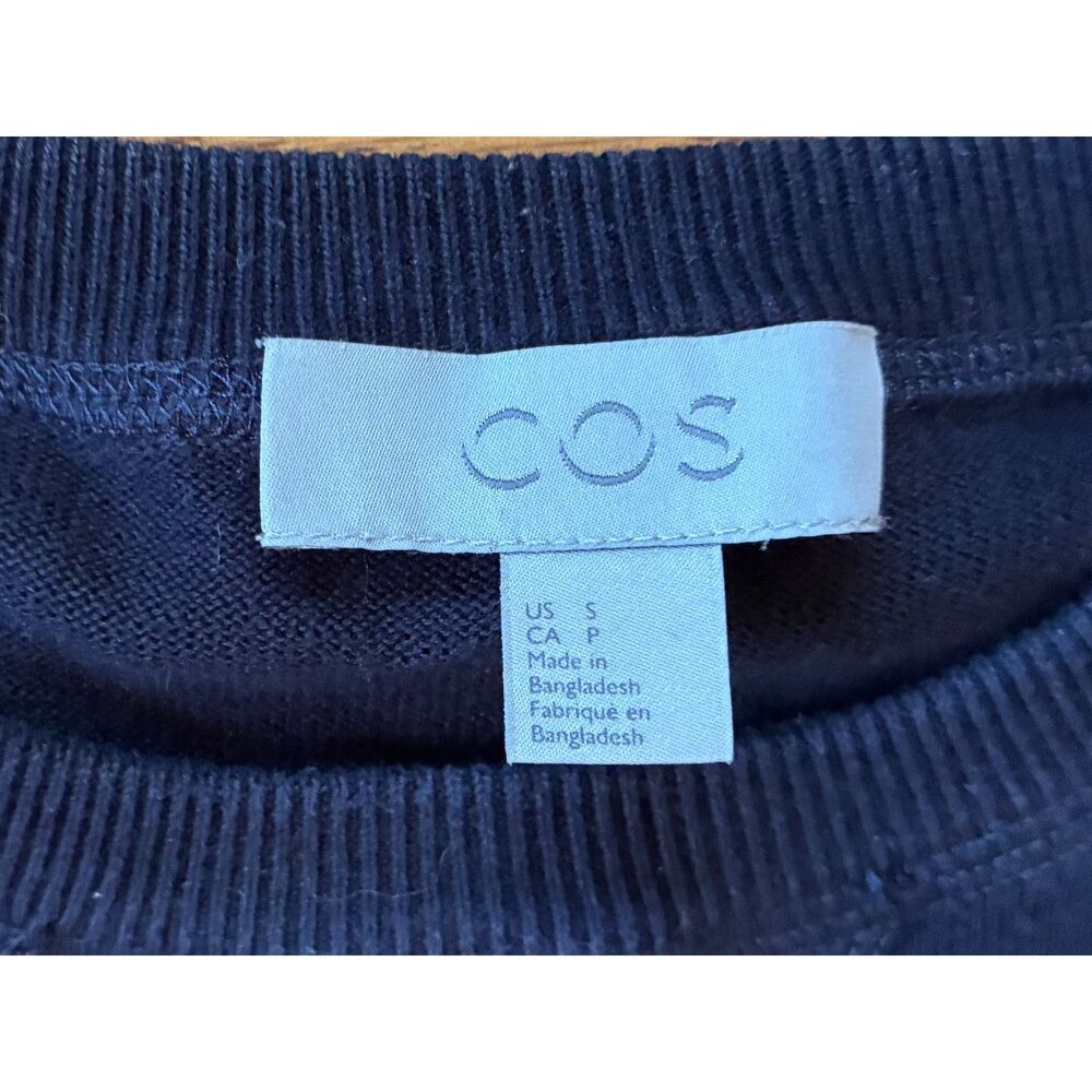 COS Black 100% Cotton Crewneck Pullover Sweater Top Women's Size Small - Picture 4 of 10